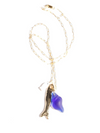 Poisson Charm Necklace in Brass/Cobalt
