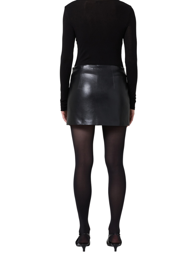 Agda Recycled Leather Mini Skirt in Detox