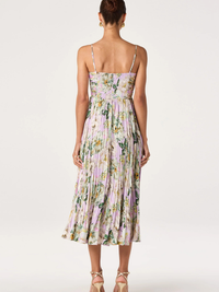 Maeve Pleated Midi Dress in Lavender Multi