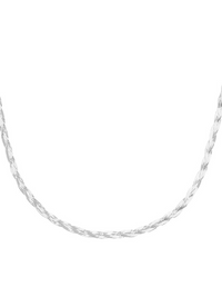 Braided Herringbone Necklace in Silver