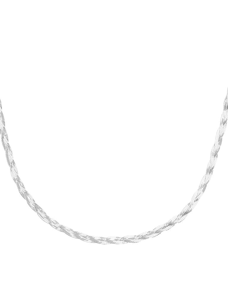 Braided Herringbone Necklace in Silver