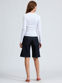 Essential Long Sleeve Rib Crew Neck In White