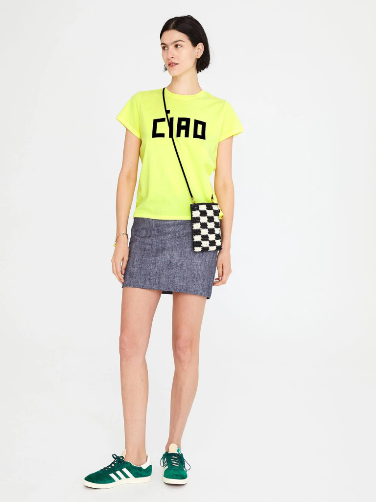 Ciao Classic Tee in Neon Yellow w/ Black Block Letters