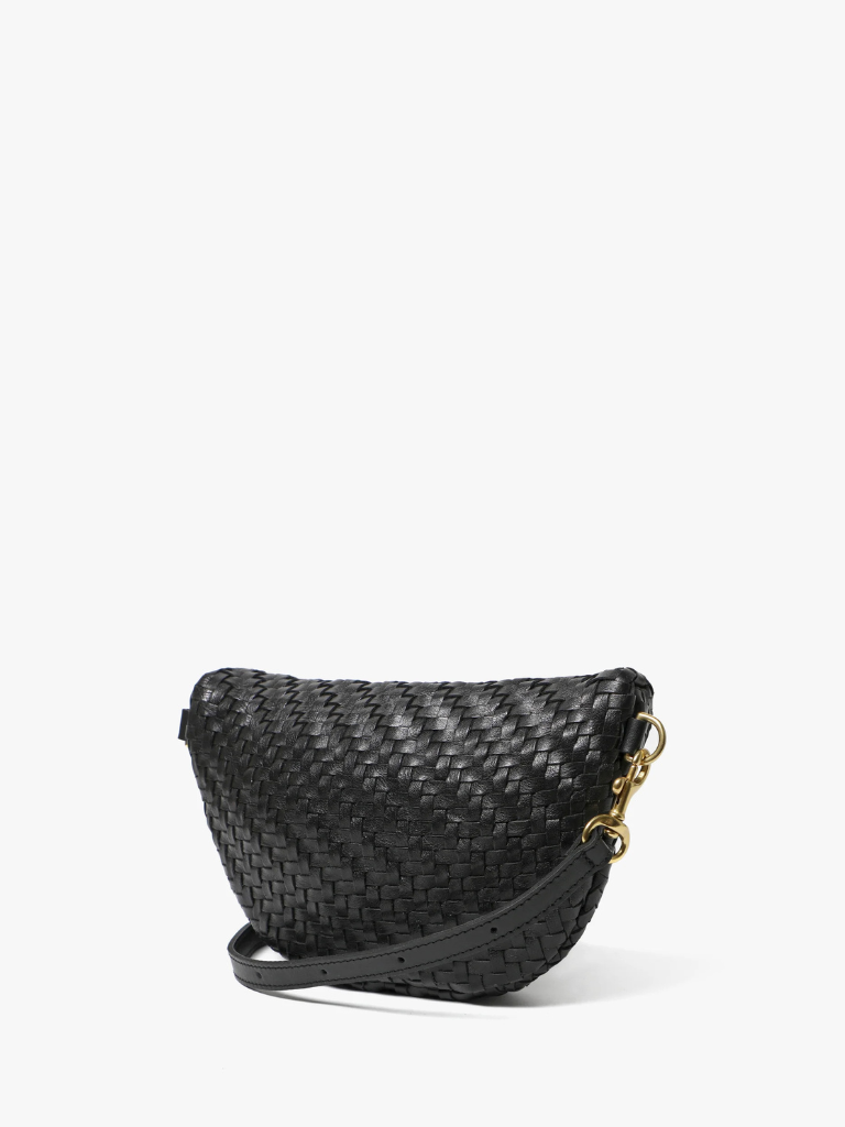 Petite Fanny Pack in Black Woven Zig-Zag