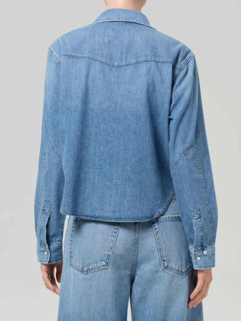Western Cropped Shirt in Carolina Blue