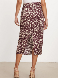 Juno Printed Satin Skirt in Malbec