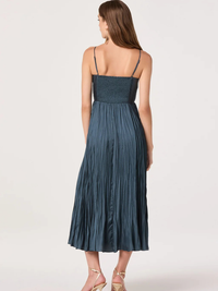 Maeve Pleated Midi Dress in Dark Teal