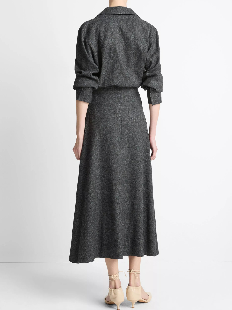 Italian Jaspe Full Skirt in Heather Grey