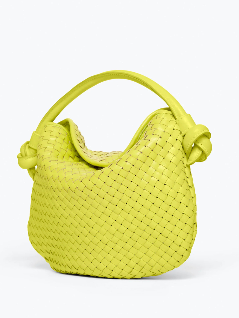 Elis Woven Leather Handbag in Neon