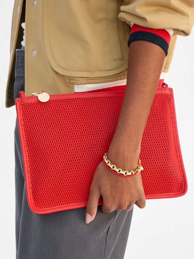 Flat Clutch w/Tabs in Bright Poppy Diamond Perf