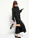 Maribel Bias Skirt w/Slit in Black