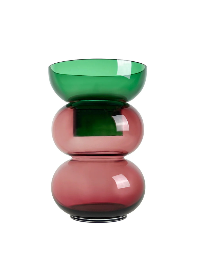 Medium Bubble Flip Vase in Green & Pink