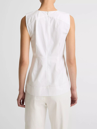 Cotton-Blend Pleated Paneled Top in Optic White