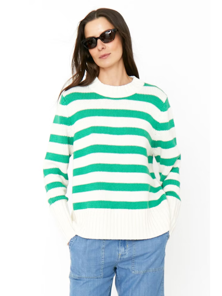 Tatum Crewneck Sweater in Cream/Green