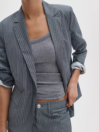 Jennie Striped Poplin Blazer in Salute Stripe