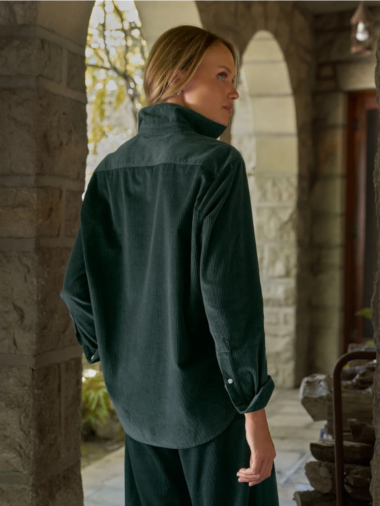 Eileen Corduroy Button Up Shirt in Peacock
