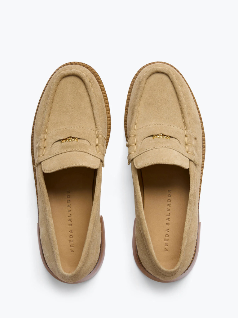 Elba Penny Loafer in Stucco Suede