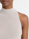 Italian Metallic Alpaca-Blend Mock-Neck Tank in Birch Metallic