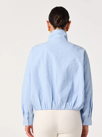 Cooper Funnel Neck Jacket in Blue Plaid