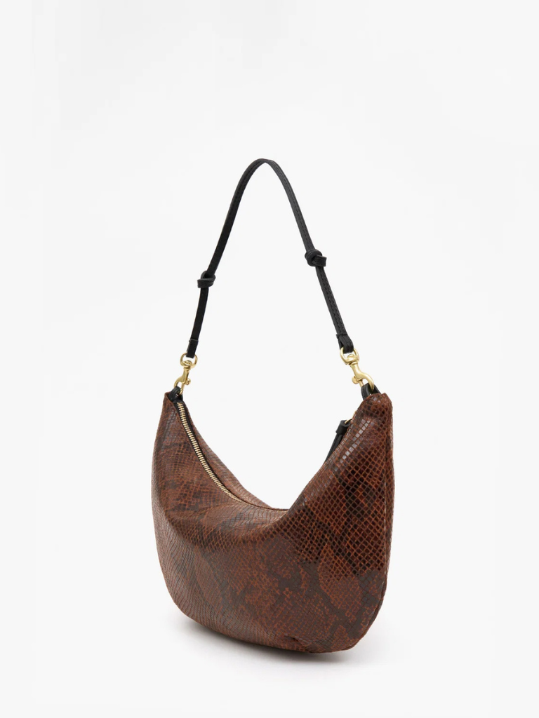 Lune Bag in Auburn Embossed Python