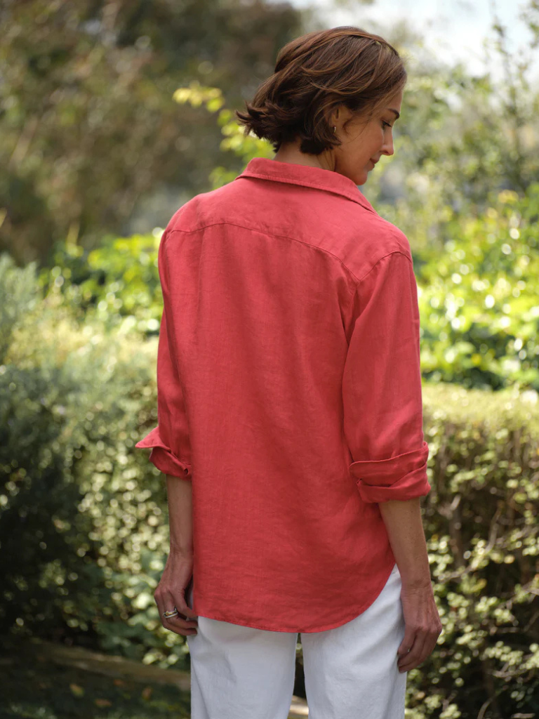 Eileen Button Down Lived in Linen in Hot Sauce