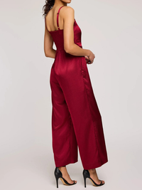 Irina Satin Jumpsuit in Crimson