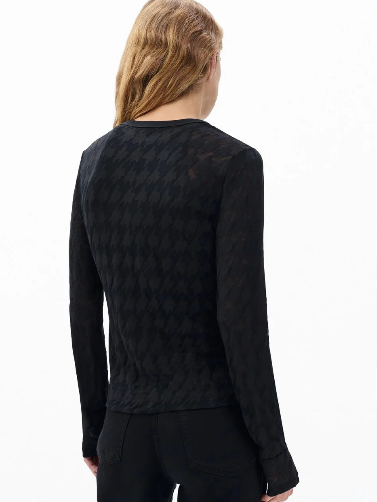 Valencia Houndstooth Top in Black