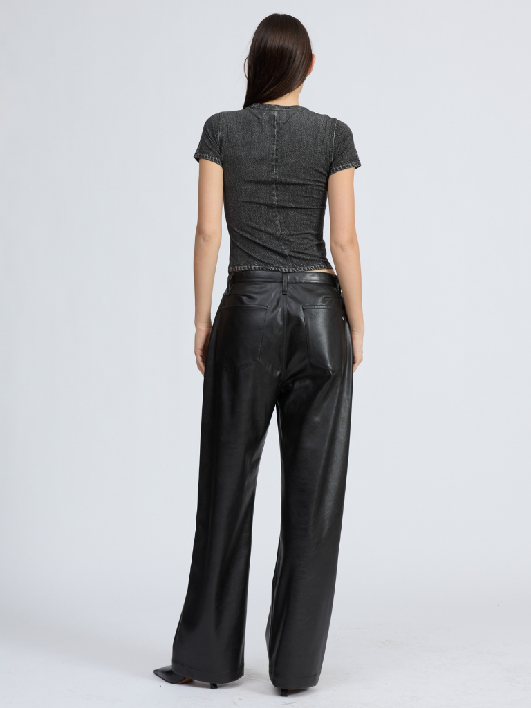 Phoebe Faux Leather Pants in Black