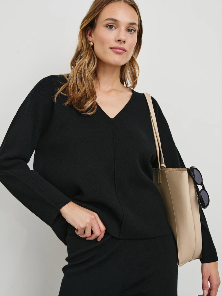 Hollyn V-Neck Sweater in Black