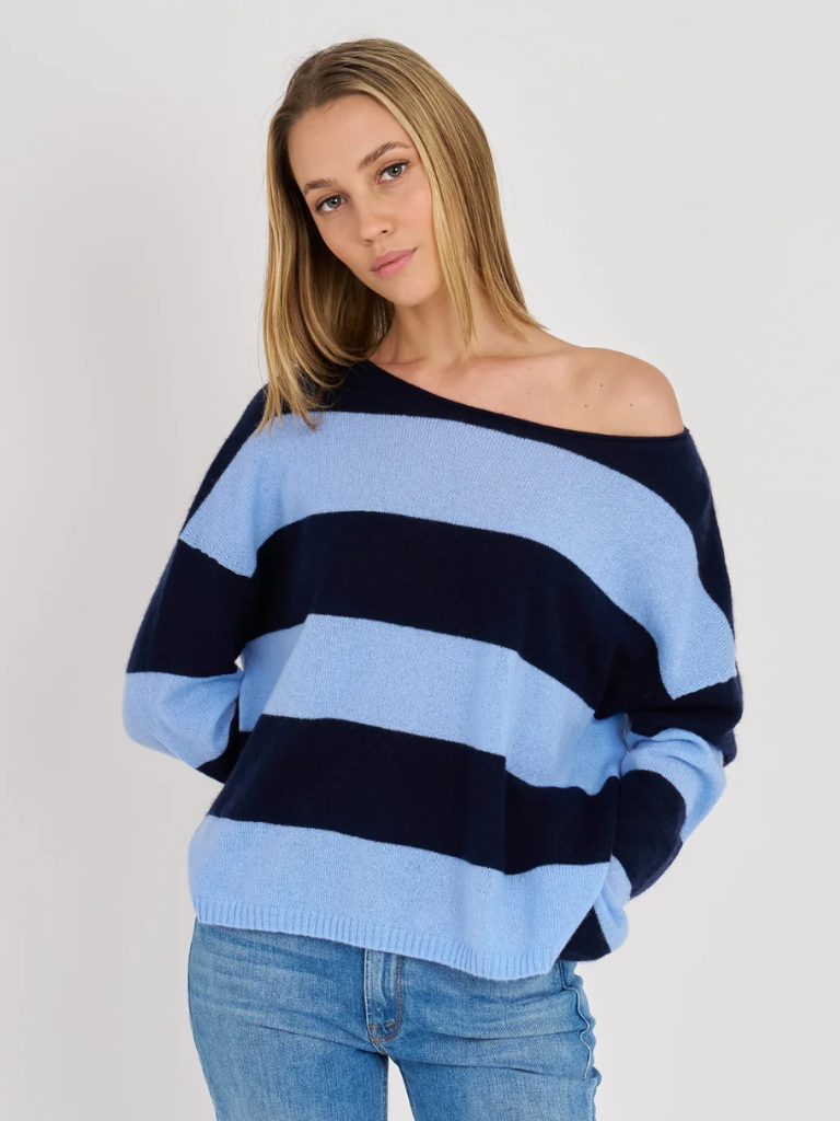 Shea Cashmere Slouchy Stripe Crew