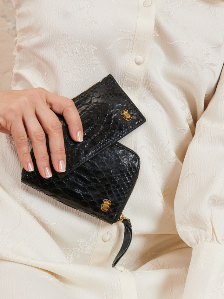 Helena Python Cardholder in Black