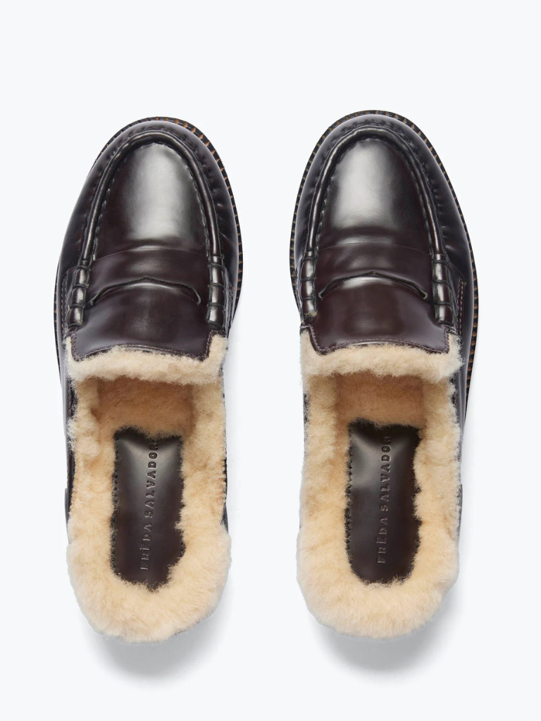 Temi Shearling Loafer Mule in Espresso
