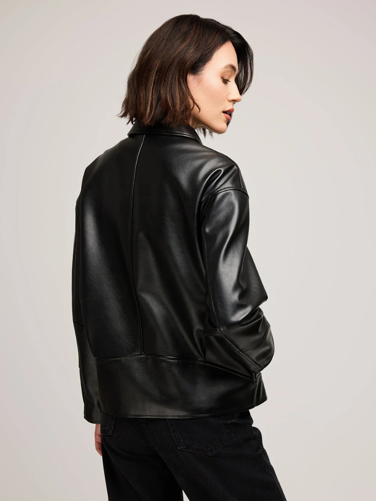 Audrey Vegan Leather Jacket in Black