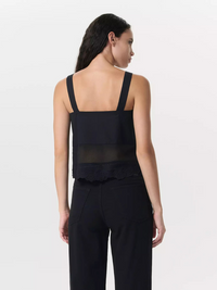 Clem Lace-Trim Poplin Tank Top in Black