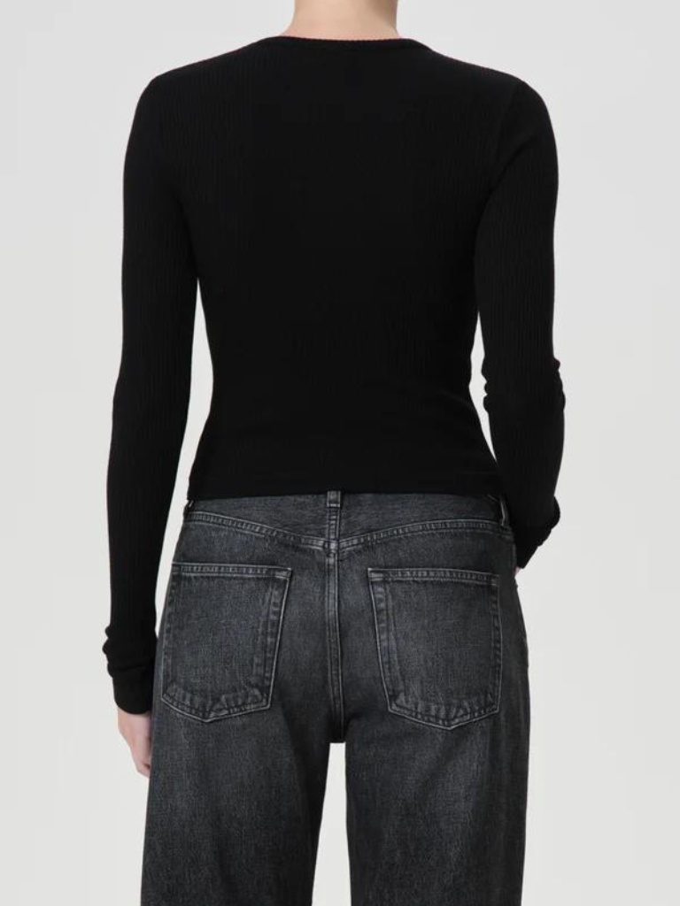 Alma Shrunken Crew Neck in Black