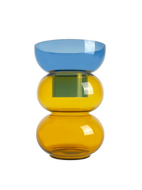 Medium Bubble Flip Vase in Blue & Yellow