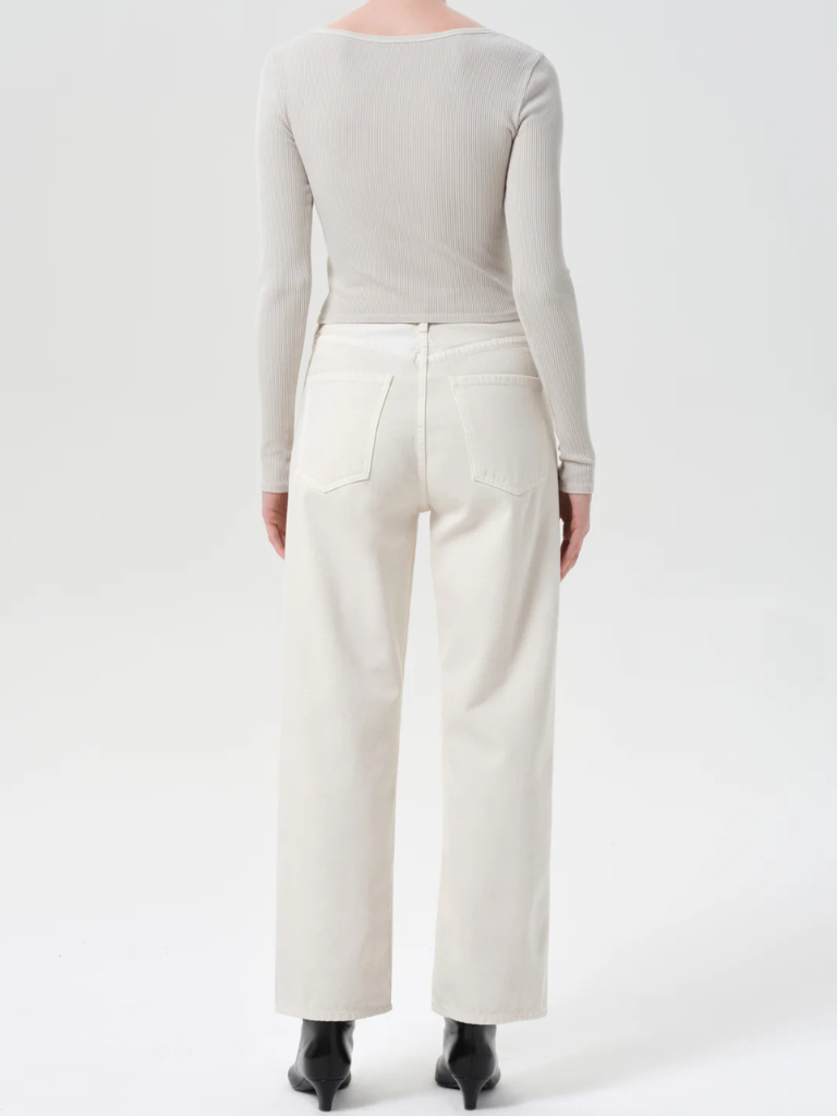 Ren High Rise Wide Leg Jean in Brown Rice