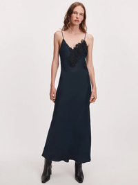 Ariana Satin Slip Dress in Navy