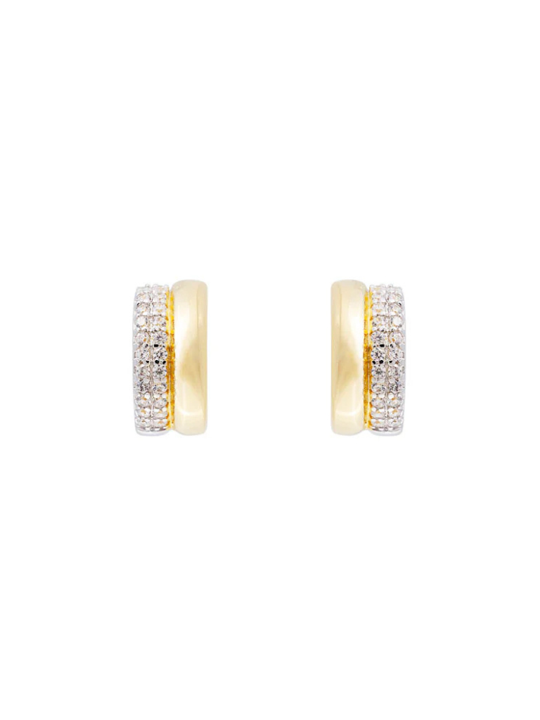 Two-Tone Pave Huggies in Gold