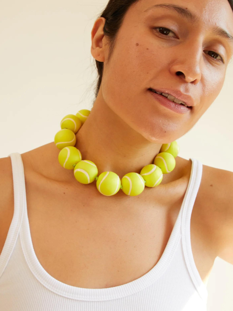 Tennis Ball Collar Necklace in Neon Yellow