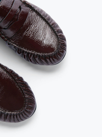 Sydney Ruched Penny Loafer in Wine Crinkle