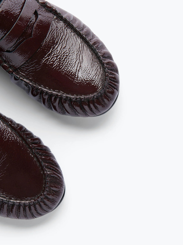 Sydney Ruched Penny Loafer in Wine Crinkle