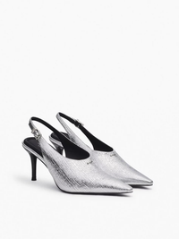 Mercer Leather Slingbacks in Silver