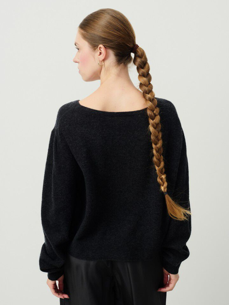 Raxow Boatneck Sweater in Charcoal Melange