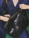 India Python Tote in Black