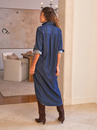 Rory Maxi Shirtdress in Vintage Dark Indigo Wash
