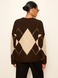 Argyle Crew Sweater in Espresso