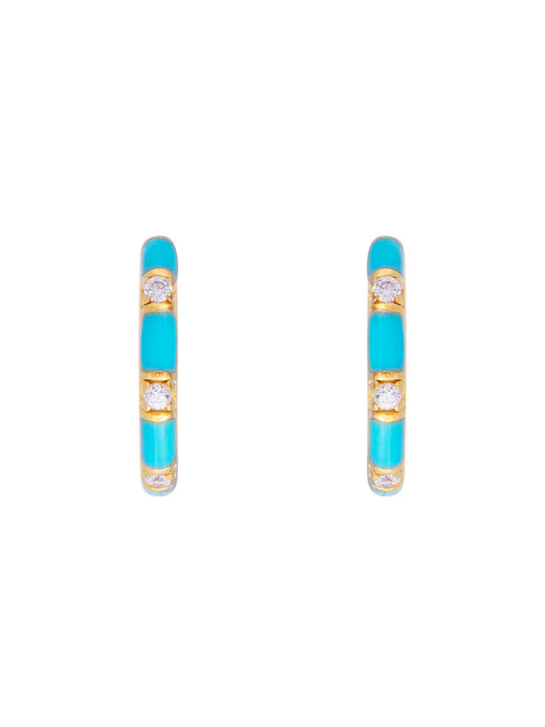 St. Tropez Midi Hoops in Turquoise Enamel/Gold