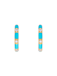 St. Tropez Midi Hoops in Turquoise Enamel/Gold