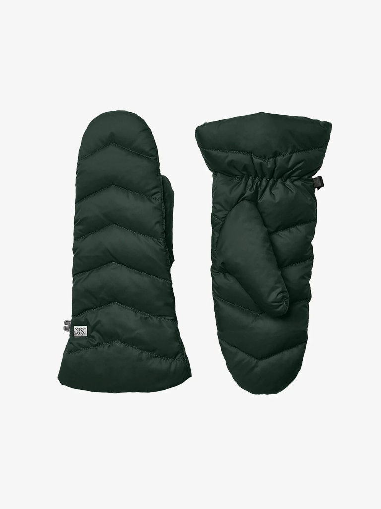 Julia Quilted Down Puffer Mitts in Evergreen